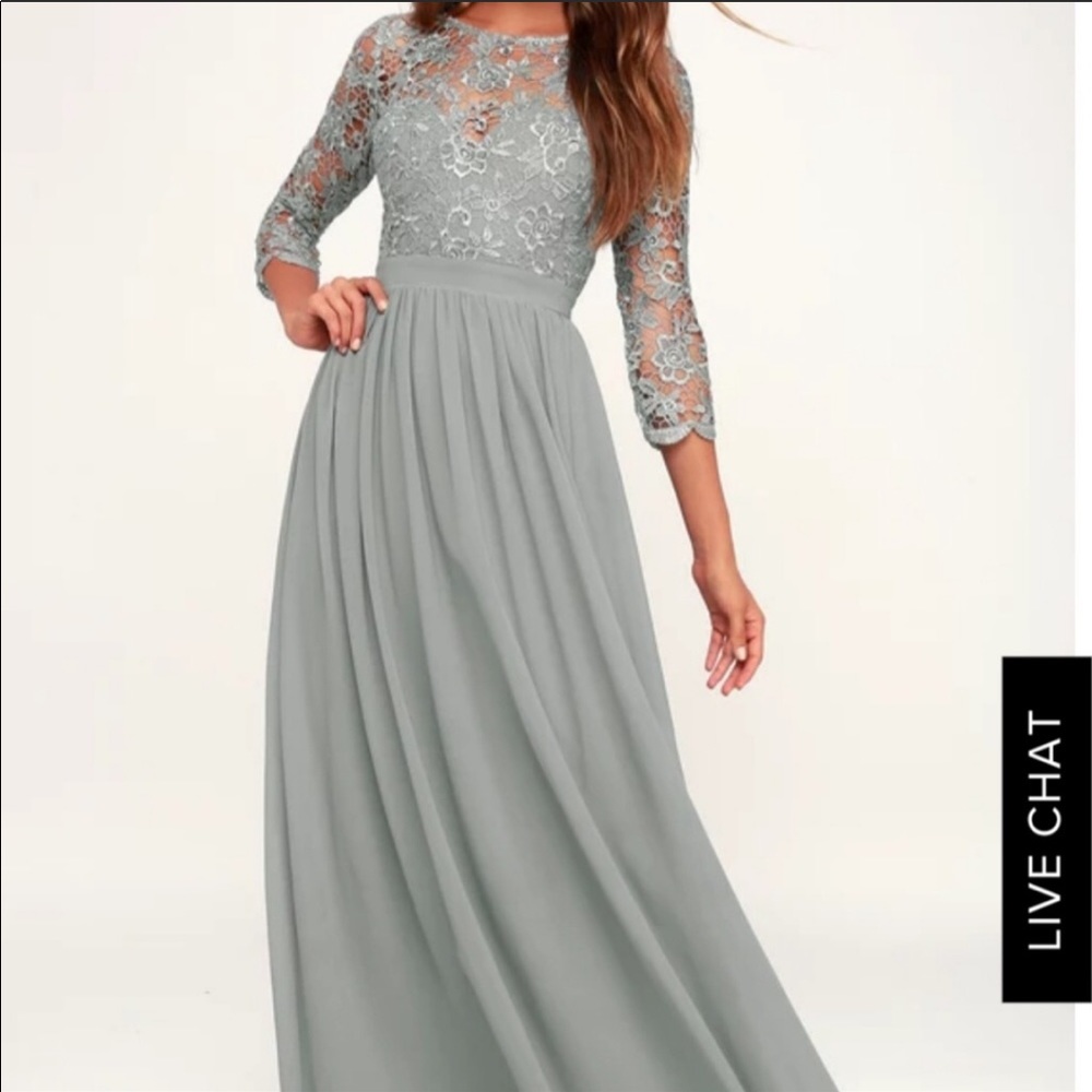 Lulus NWT sage grey lace up maxi dress